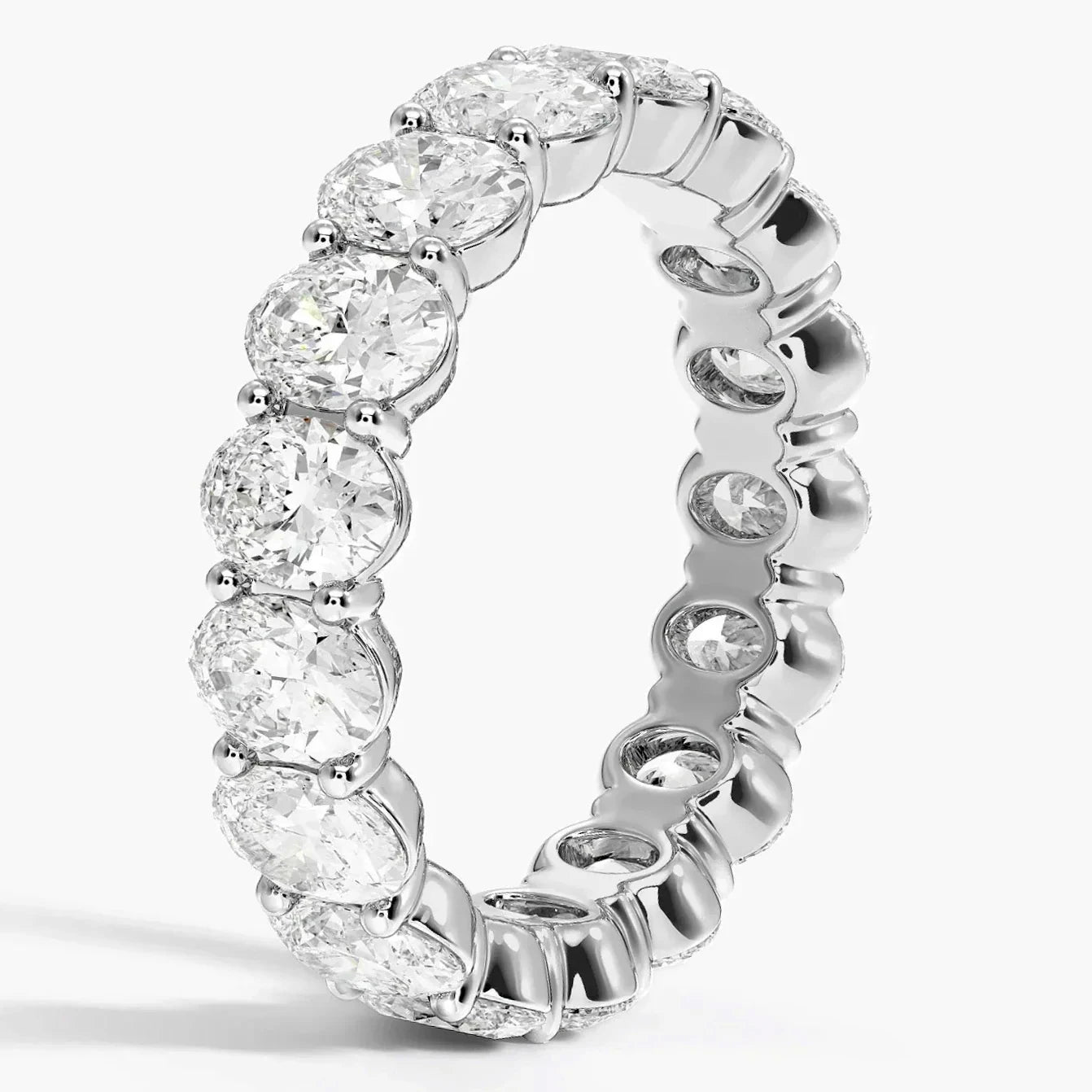 Women's 18K White Gold 3.50 CT Total Weight Oval Diamonds 4.2 GR Eternity Band. (Size: 5.5)