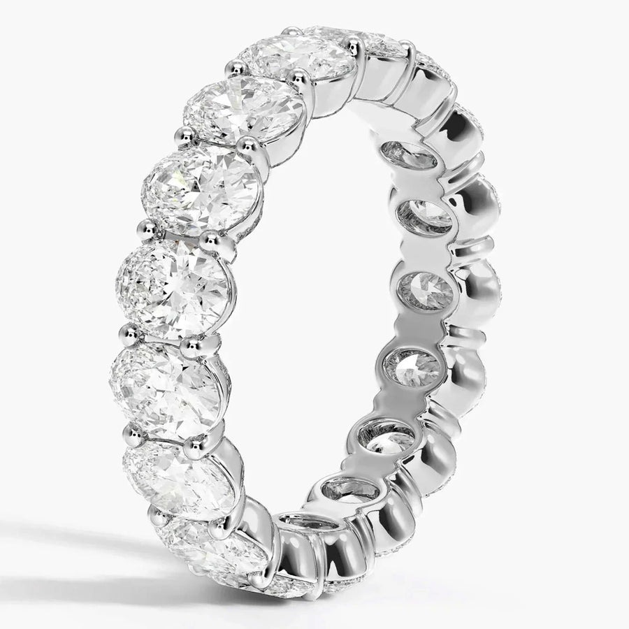 Women's 18K White Gold 3.50 CT Total Weight Oval Diamonds 4.2 GR Eternity Band. (Size: 5.5)