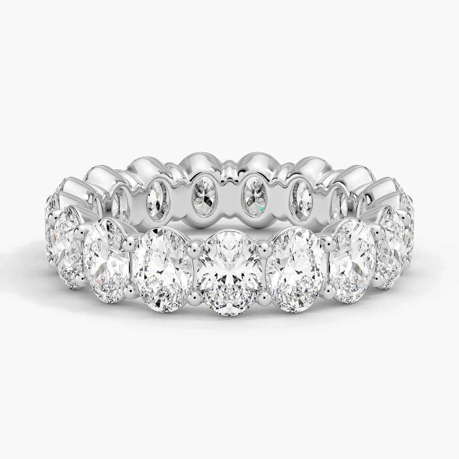 Women's 18K White Gold 3.50 CT Total Weight Oval Diamonds 4.2 GR Eternity Band. (Size: 5.5)