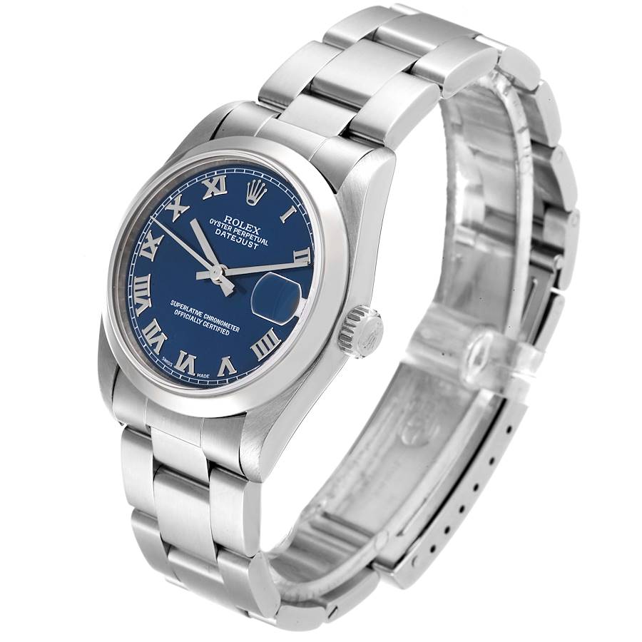 Ladies Midsize Rolex 31mm DateJust Stainless Steel Watch with Blue Dial and Smooth Bezel. (Pre-Owned 178240)