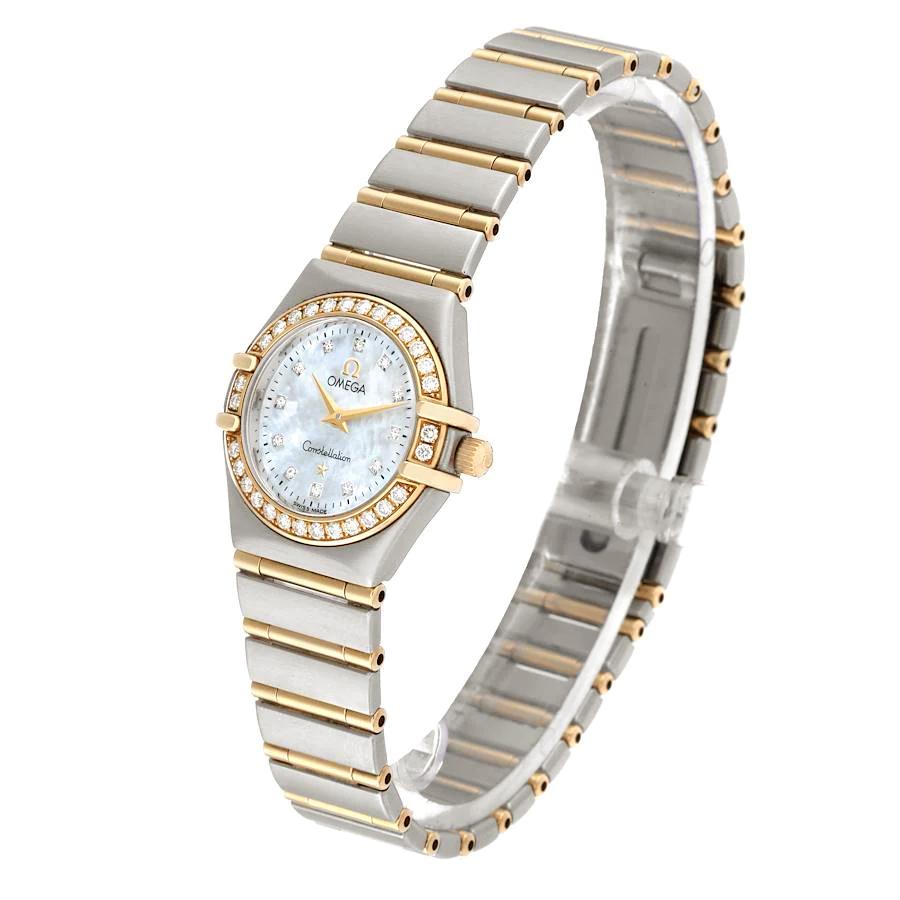 Ladies Omega Constellation 26mm Two Tone Watch with Mother of Pearl Diamond Dial and Diamond Bezel. (Pre-Owned)