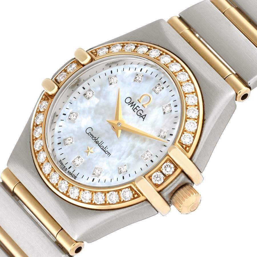 Ladies Omega Constellation 26mm Two Tone Watch with Mother of Pearl Diamond Dial and Diamond Bezel. (Pre-Owned)