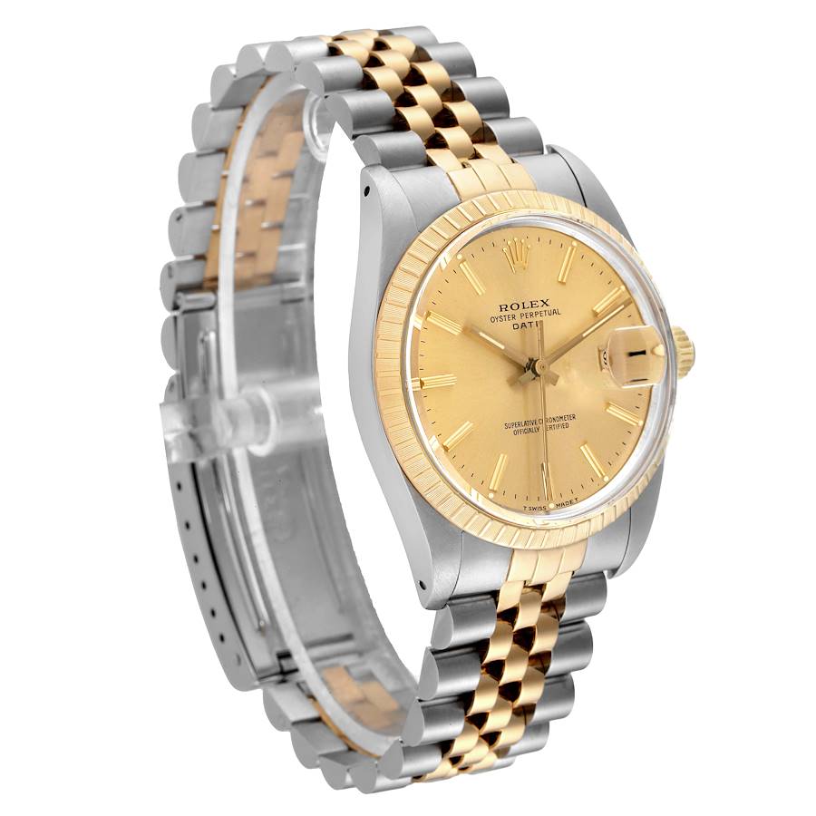 Ladies Rolex 26mm Date 18K Yellow Gold Two Tone Wristwatch with Champagne Dial & Fluted Bezel. (Pre-Owned 69173)