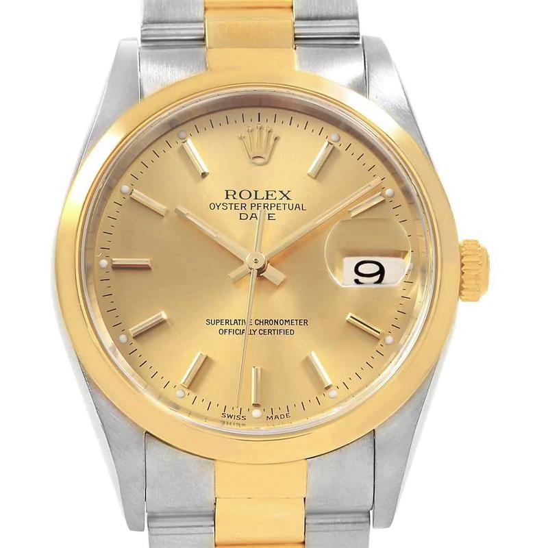 Ladies Rolex 26mm DateJust 18K Two Tone Wristwatch w/ Champagne Dial & Smooth Bezel. (Pre-Owned)