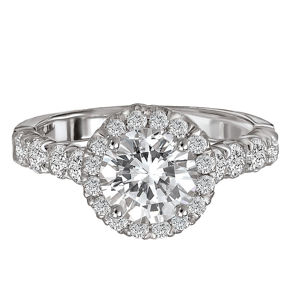 14K White Gold Halo Semi-Mount Romance Collection Wedding Ring.