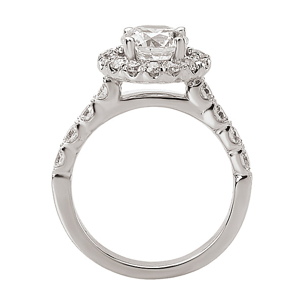 14K White Gold Halo Semi-Mount Romance Collection Wedding Ring.