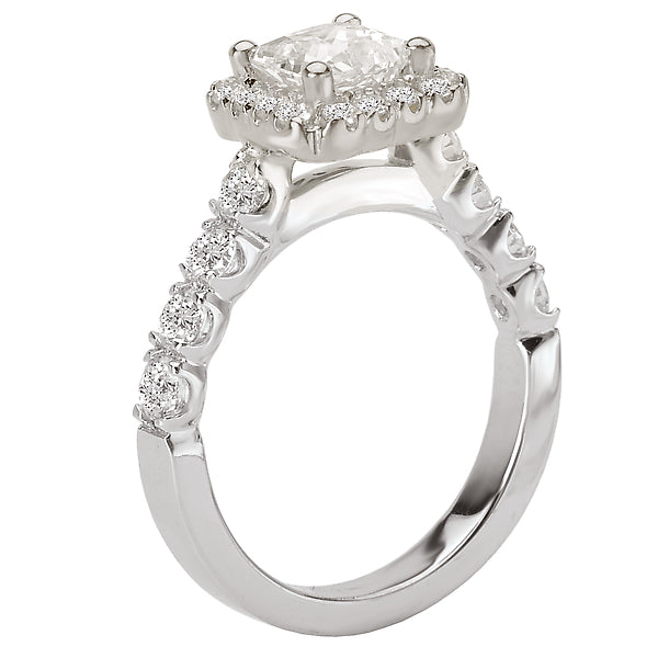 14K White Gold Halo Semi-Mount Romance Collection Wedding Ring.