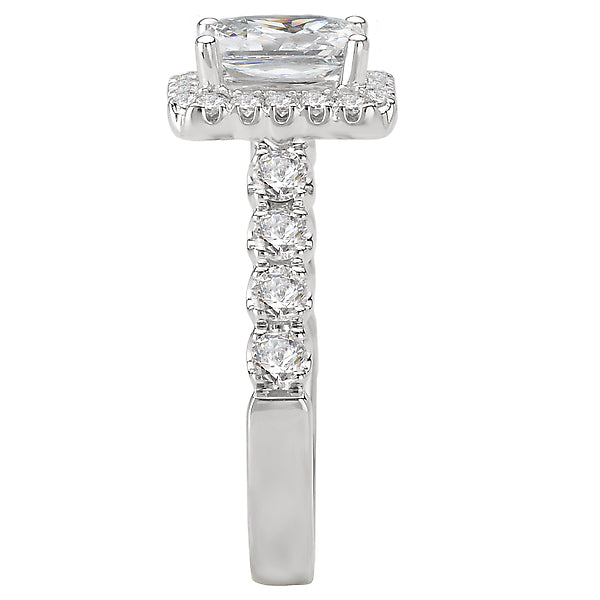 14K White Gold Halo Semi-mount Romance Collection Wedding Ring.