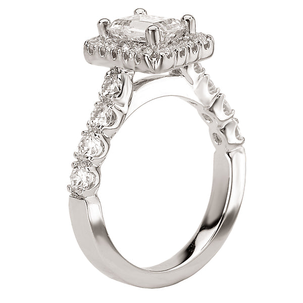 14K White Gold Halo Semi-mount Romance Collection Wedding Ring.