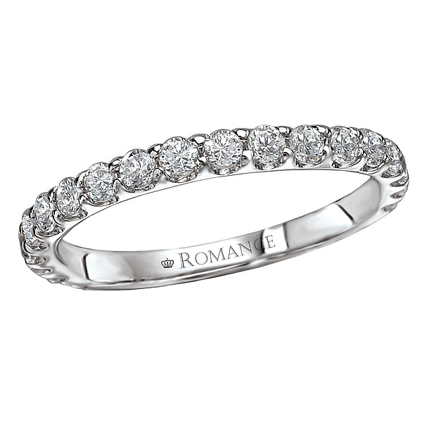 14K White Gold Romance Collection Wedding Band.