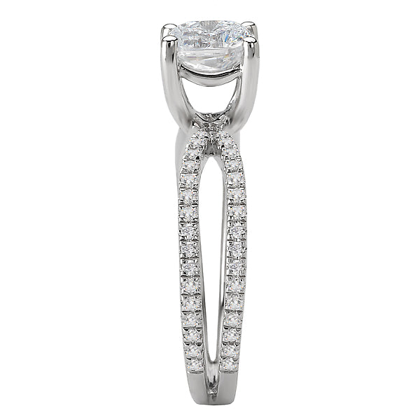 14K White Gold Split Shank Semi-Mount Romance Collection Wedding Ring.