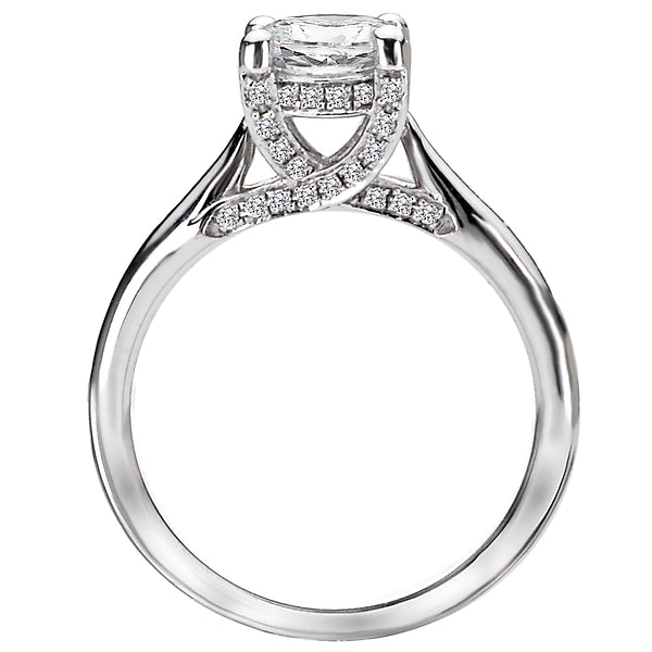 14K White Gold Solitaire Semi-Mount Romance Collection Wedding Ring.