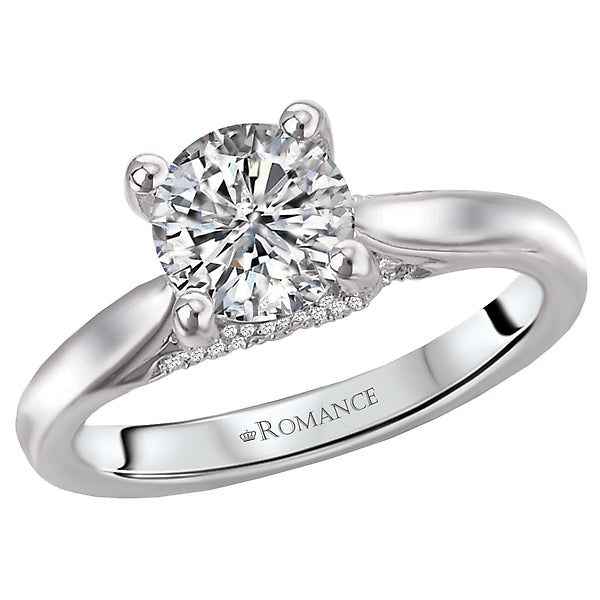 14K White Gold Solitaire Semi-Mount Romance Collection Wedding Ring.