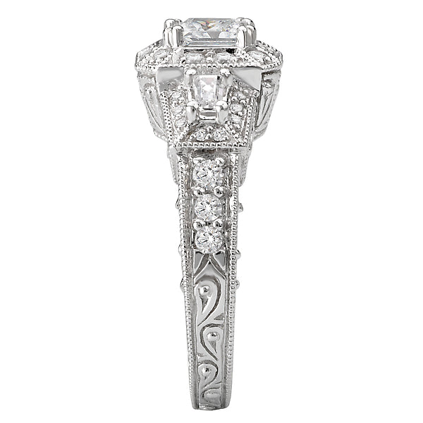 14K White Gold Halo Semi-Mount Romance Collection Wedding Ring.