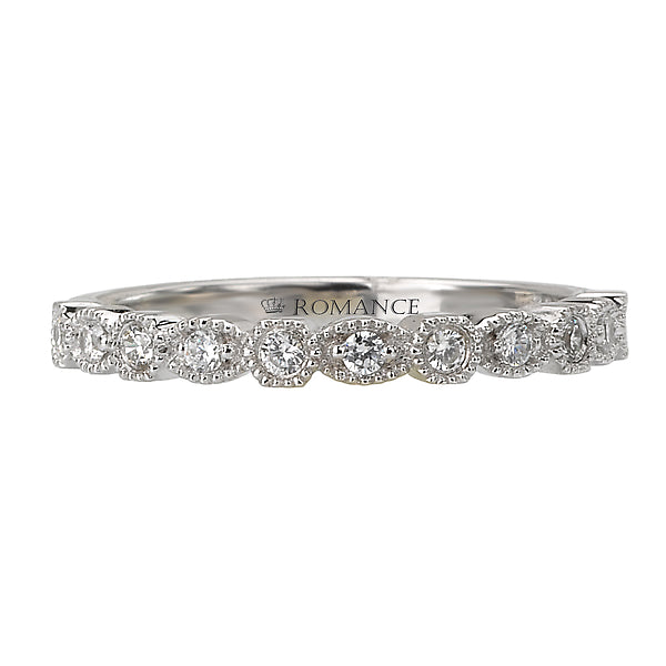 14K White Gold Romance Collection Wedding Band.