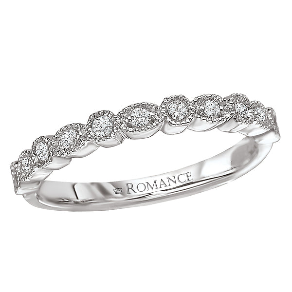 14K White Gold Romance Collection Wedding Band.