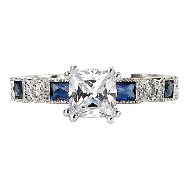 14K White Gold Sapphire and Romance Collection Semi-Mount Wedding Ring.