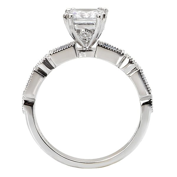 14K White Gold Sapphire and Romance Collection Semi-Mount Wedding Ring.