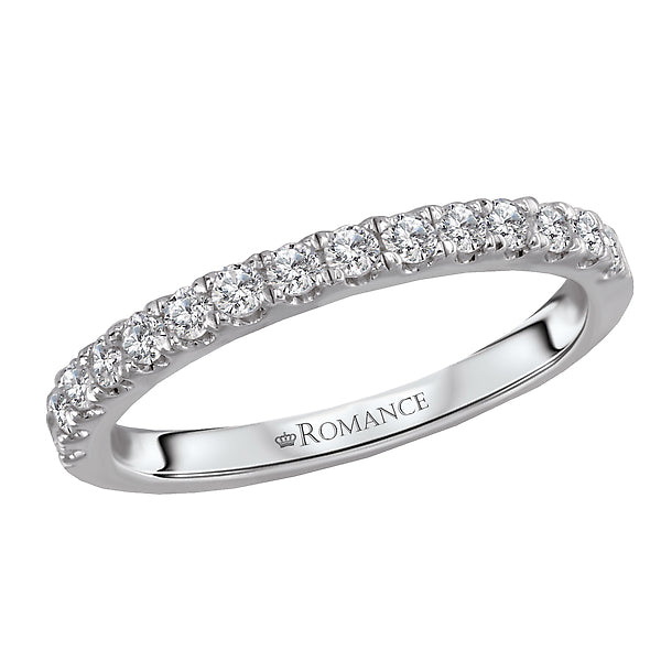 14K White Gold Romance Collection Wedding Band.