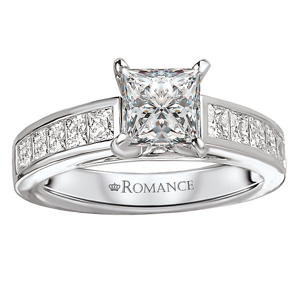 14K White Gold Peg Head Semi-Mount Romance Collection Wedding Ring.