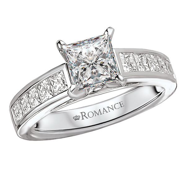 14K White Gold Peg Head Semi-Mount Romance Collection Wedding Ring.