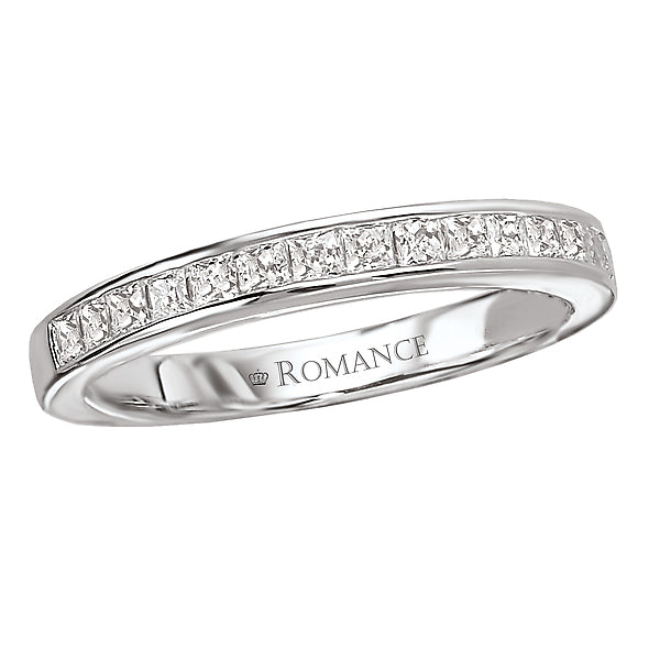 14K White Gold Romance Collection Wedding Band.