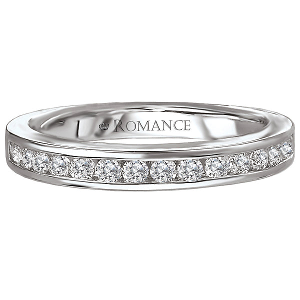 14K White Gold Romance Collection Wedding Band.