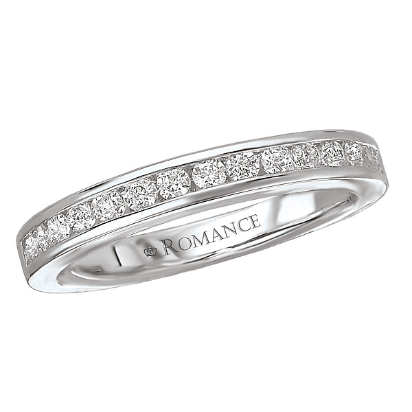 14K White Gold Romance Collection Wedding Band.