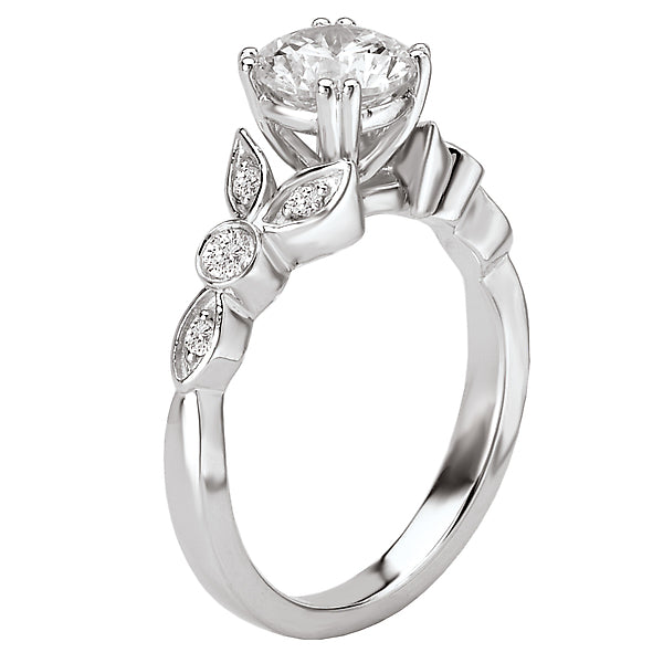 14K White Gold Peg Head Semi-Mount Romance Collection Wedding Ring.