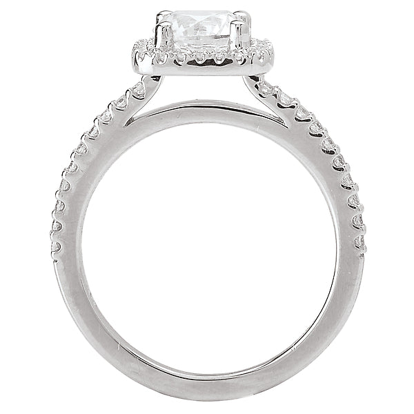 14K White Gold Halo Semi-Mount Romance Collection Wedding Ring.