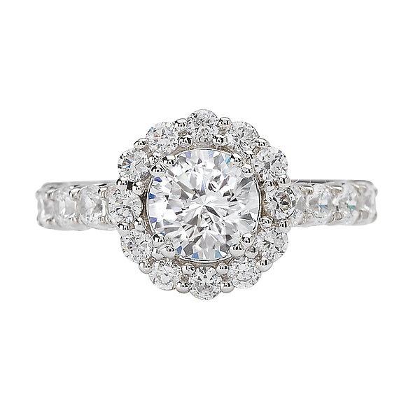 14K White Gold Halo Semi-Mount Romance Collection Wedding Ring.