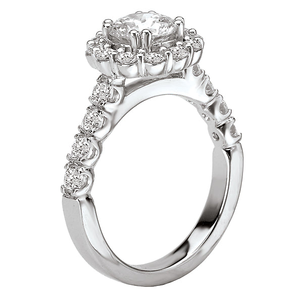 14K White Gold Halo Semi-Mount Romance Collection Wedding Ring.