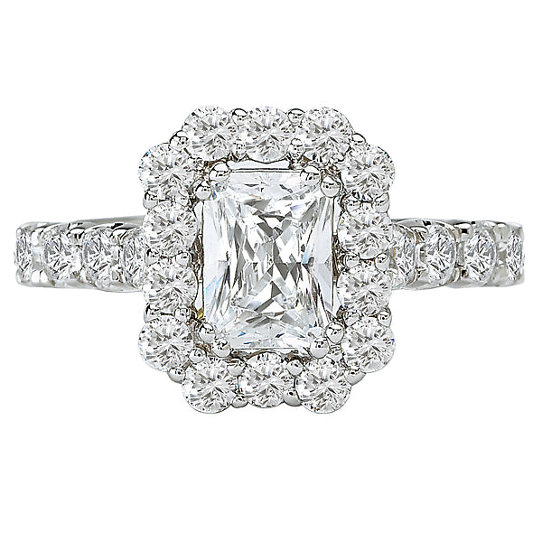 14K White Gold Halo Semi-Mount Romance Collection Wedding Ring.