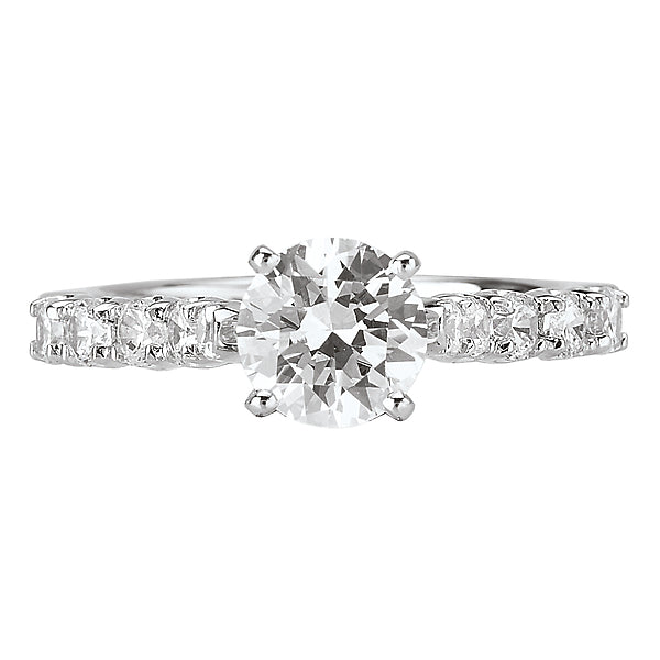 14K White Gold Classic Semi-Mount Romance Collection Wedding Ring.