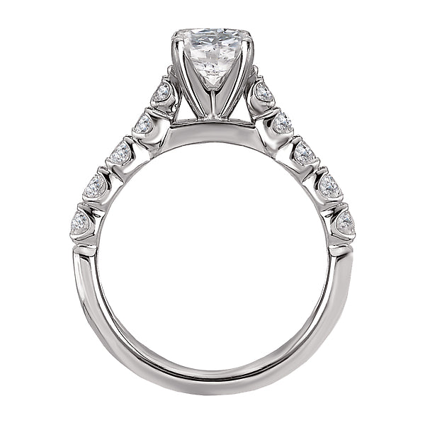 14K White Gold Classic Semi-Mount Romance Collection Wedding Ring.