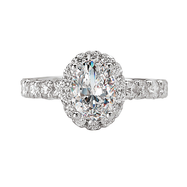 14K White Gold Halo Semi-Mount Romance Collection Wedding Ring.