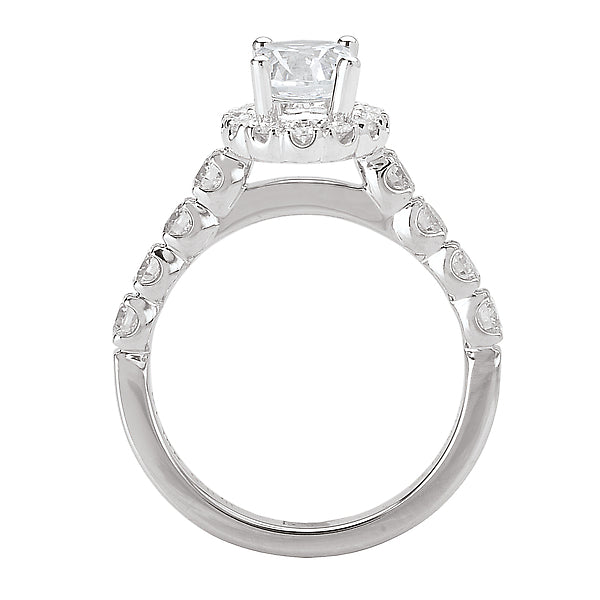 14K White Gold Halo Semi-Mount Romance Collection Wedding Ring.