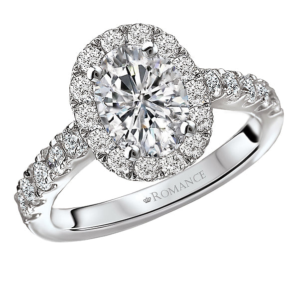 14K White Gold Halo Semi-Mount Romance Collection Wedding Ring.