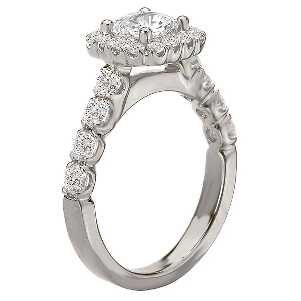 14K White Gold Halo Semi-Mount Romance Collection Wedding Ring.