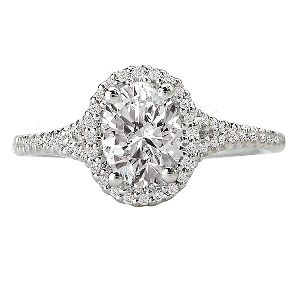 14K White Gold Halo Semi-Mount Romance Collection Wedding Ring.