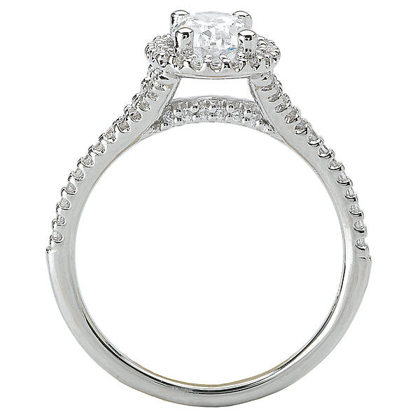 14K White Gold Halo Semi-Mount Romance Collection Wedding Ring.