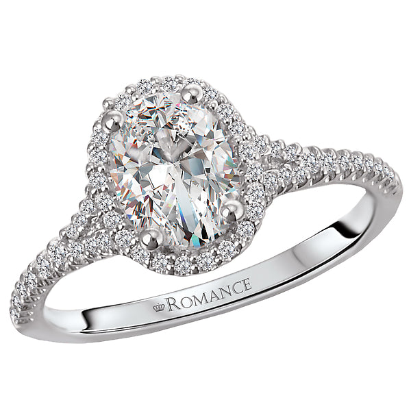 14K White Gold Halo Semi-Mount Romance Collection Wedding Ring.