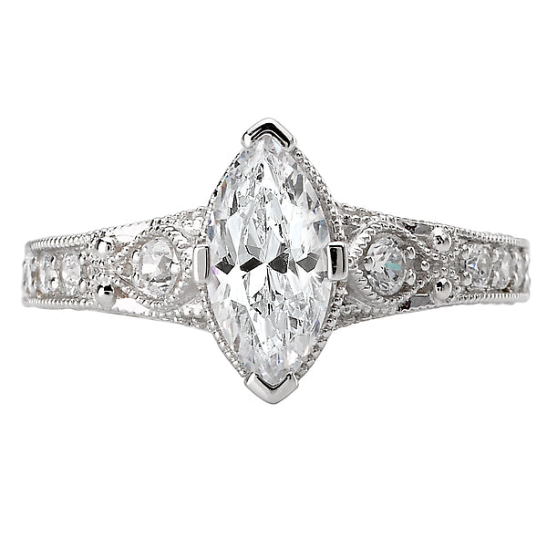 14K White Gold Semi-Mount Romance Collection Wedding Ring.