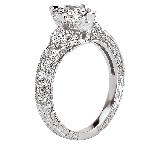 14K White Gold Semi-Mount Romance Collection Wedding Ring.