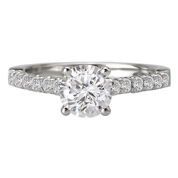 14K White Gold Classic Semi-Mount Romance Collection Wedding Ring.