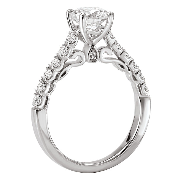 14K White Gold Classic Semi-Mount Romance Collection Wedding Ring.