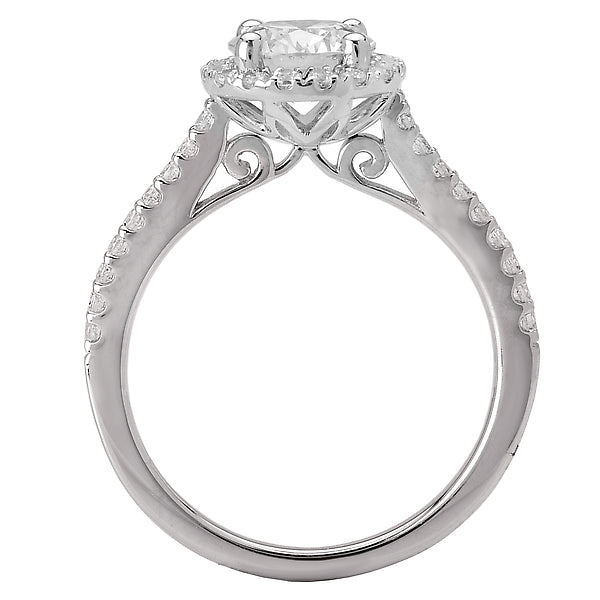 14K White Gold Halo Semi-Mount Romance Collection Wedding Ring.