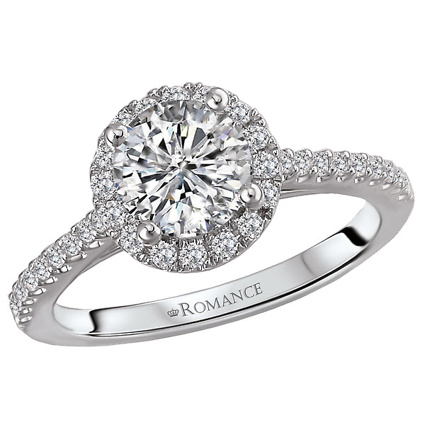 14K White Gold Halo Semi-Mount Romance Collection Wedding Ring.