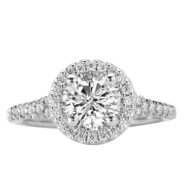 14K White Gold Halo Semi-Mount Romance Collection Wedding Ring.