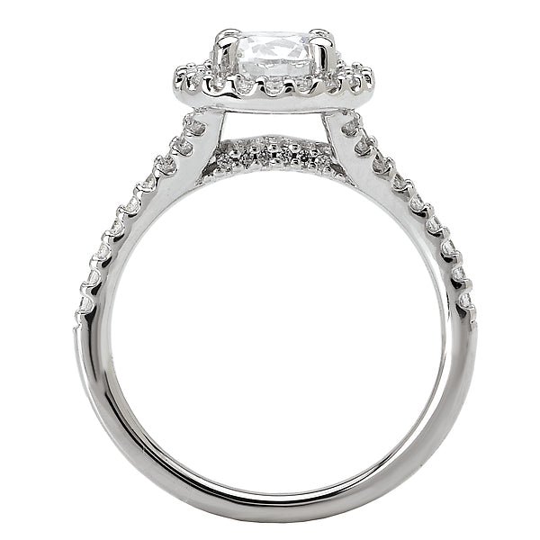 14K White Gold Halo Semi-Mount Romance Collection Wedding Ring.